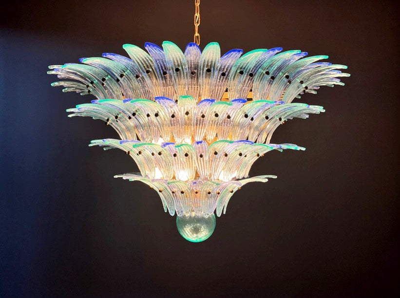Murano Lysekrone – 160 Blå Turkise Palmeglass – detalj 10 – Murano Classics