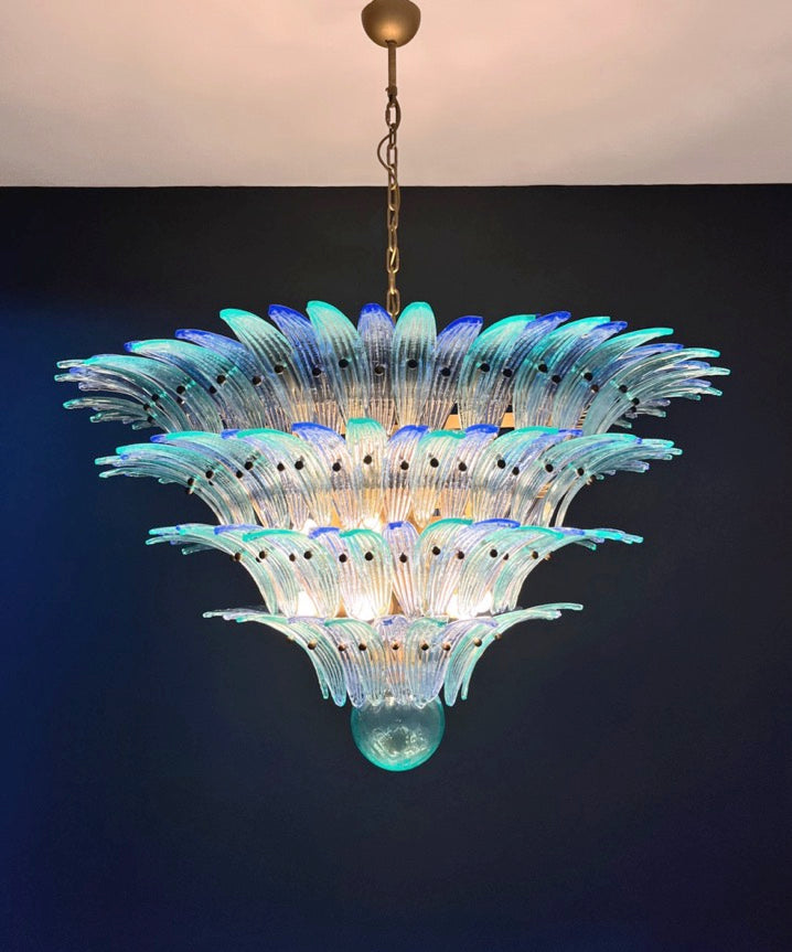 Murano Lysekrone – 160 Blå Turkise Palmeglass – detalj 9 – Murano Classics