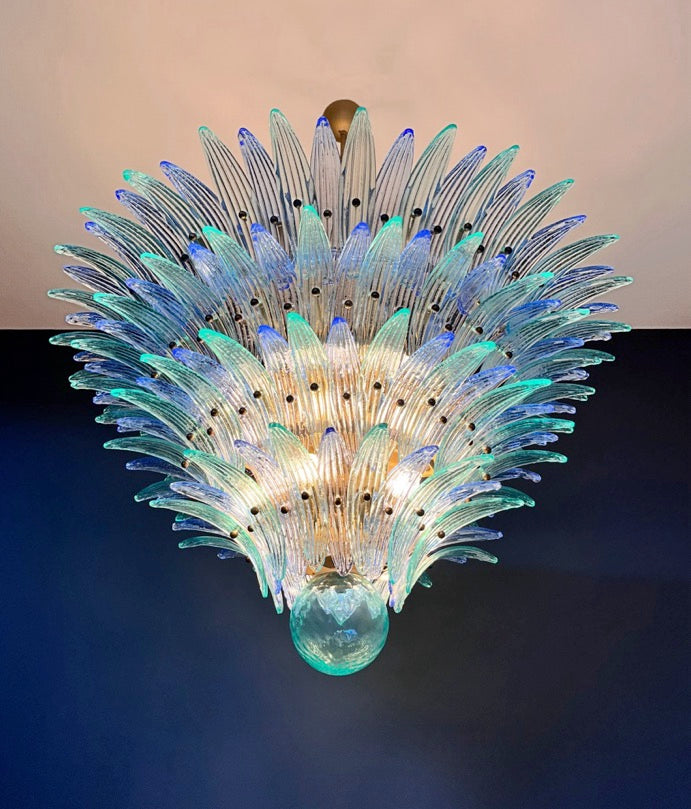 Murano Lysekrone – 160 Blå Turkise Palmeglass – detalj 7 – Murano Classics