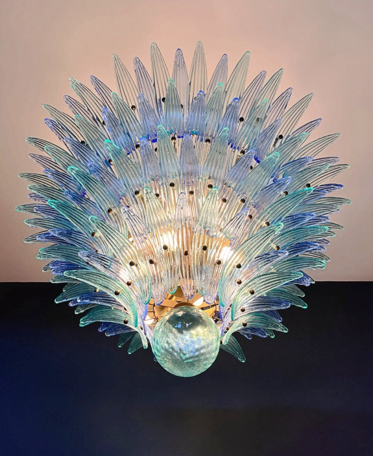 Murano Lysekrone – 160 Blå Turkise Palmeglass – detalj 6 – Murano Classics
