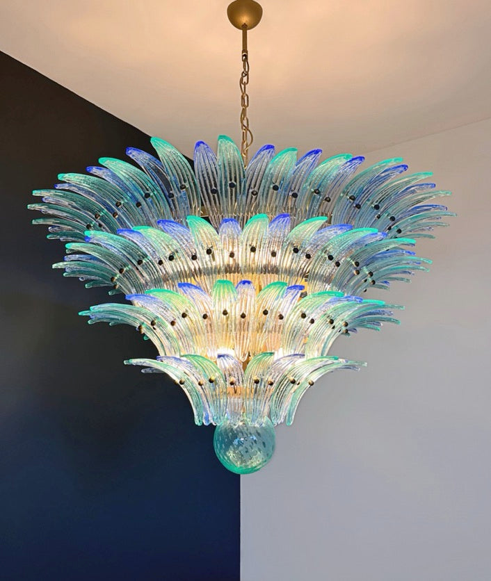 Murano Lysekrone – 160 Blå Turkise Palmeglass – detalj 5 – Murano Classics