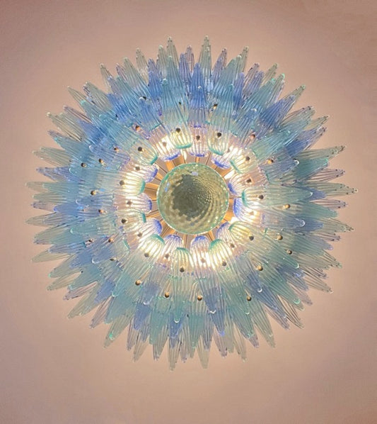 Murano Lysekrone | 160 Blå Gull Turkise Palmeglass