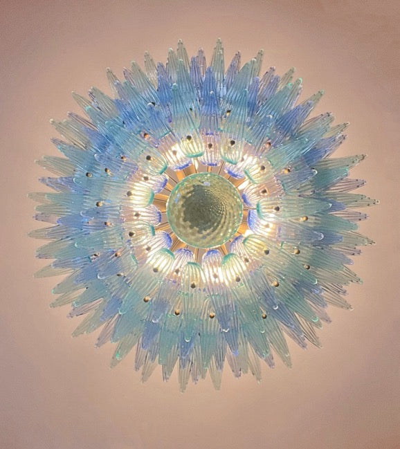 Murano Lysekrone – 160 Blå Turkise Palmeglass – detalj 1 – Murano Classics