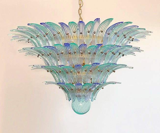 Murano Lysekrone – 160 Blå Turkise Palmeglass – Murano Classics