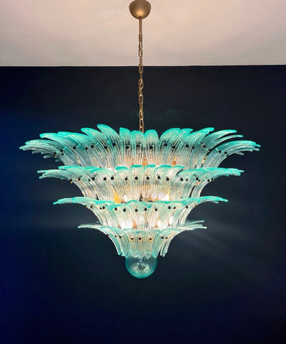 Murano Lysekrone | 160 Gull Turkise Palmeglass