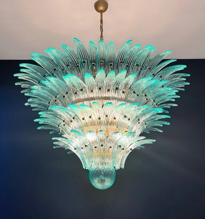 Murano Lysekrone | 160 Gull Turkise Palmeglass