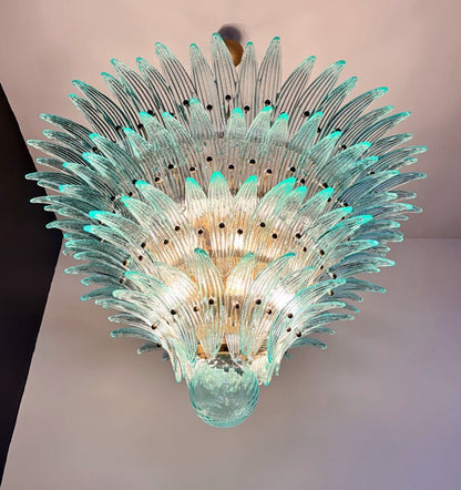 Murano Lysekrone | 160 Gull Turkise Palmeglass