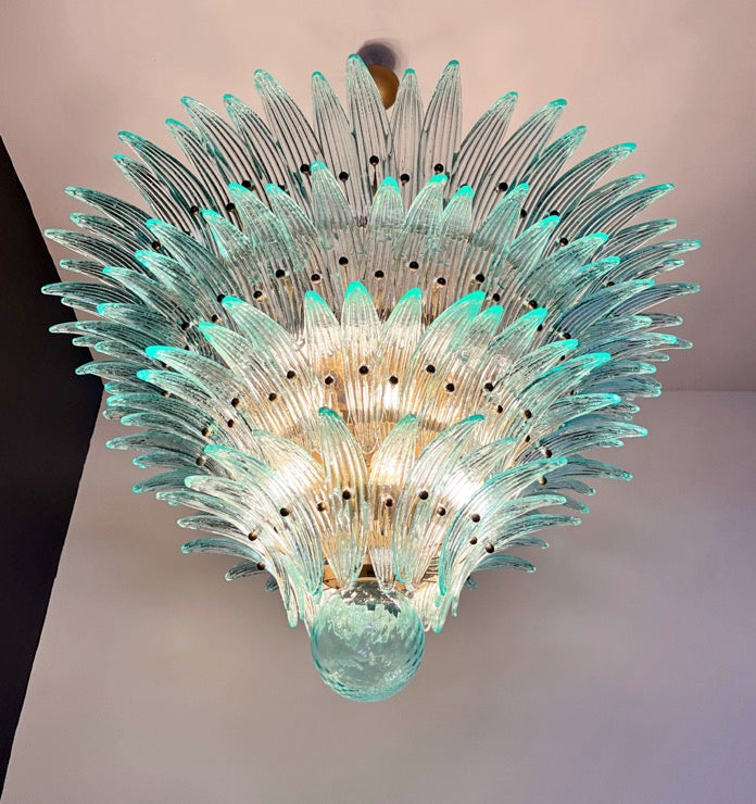 Murano Lysekrone – 160 Turkise Palmeglass – detalj 5 – Murano Classics