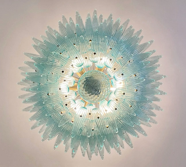 Murano Lysekrone – 160 Turkise Palmeglass – detalj 1 – Murano Classics
