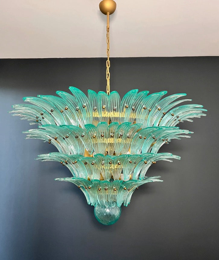 Murano Lysekrone – 160 Turkise Palmeglass – Murano Classics