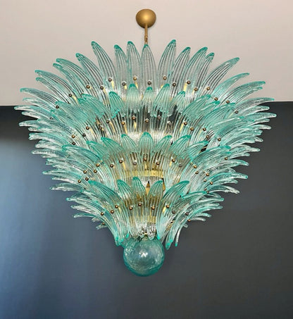 Murano Lysekrone | 160 Gull Turkise Palmeglass