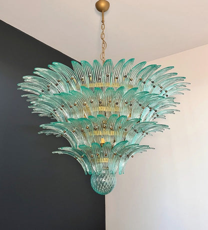 Murano Lysekrone | 160 Gull Turkise Palmeglass