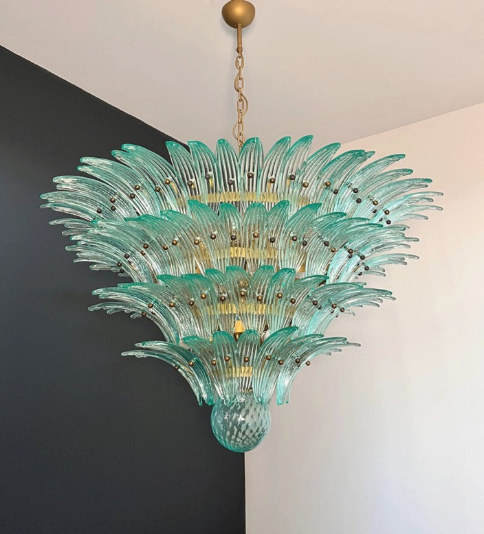 Murano Lysekrone – 160 Turkise Palmeglass – detalj 11 – Murano Classics