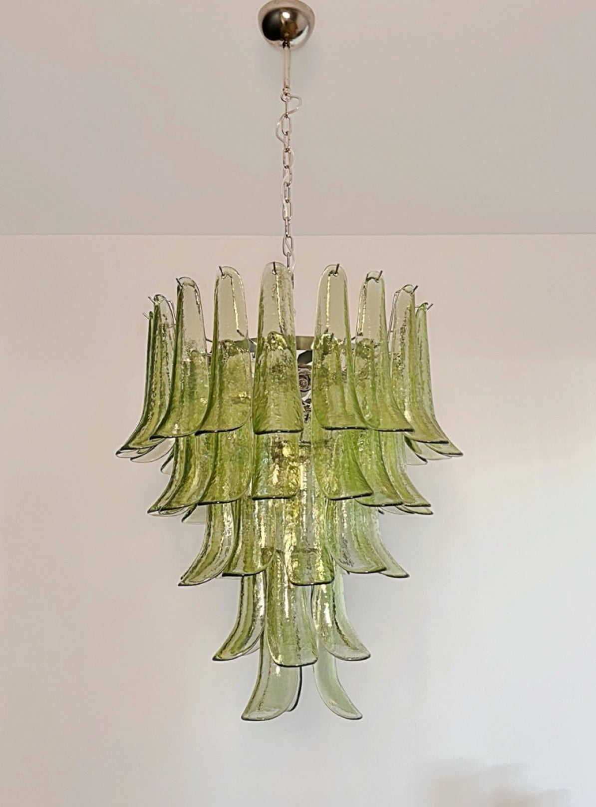 Murano Lysekrone – 52 Grønne Konglebladglass – detalj 9 – Murano Classics