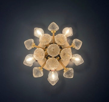 Murano Vegglampe | Klare Hvite Sputnik | 1 par