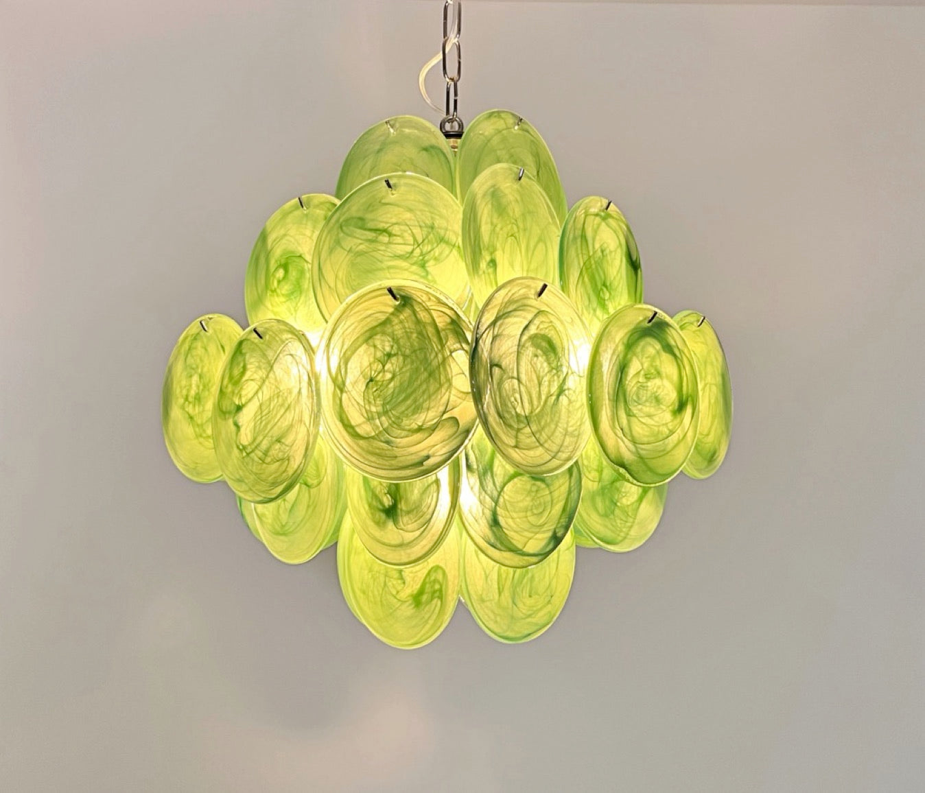 Murano Lysekrone – 36 Grønne Alabaster Diskglass – detalj 5 – Murano Classics