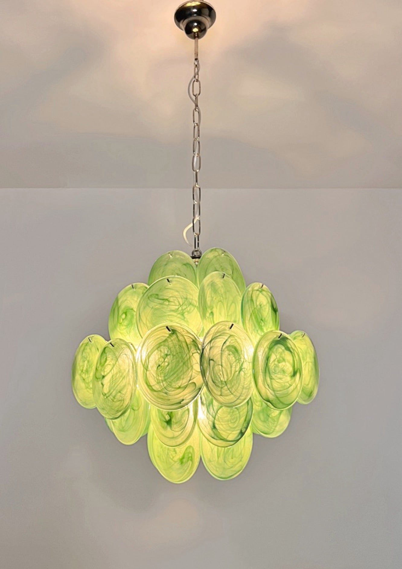 Murano Lysekrone – 36 Grønne Alabaster Diskglass – detalj 4 – Murano Classics