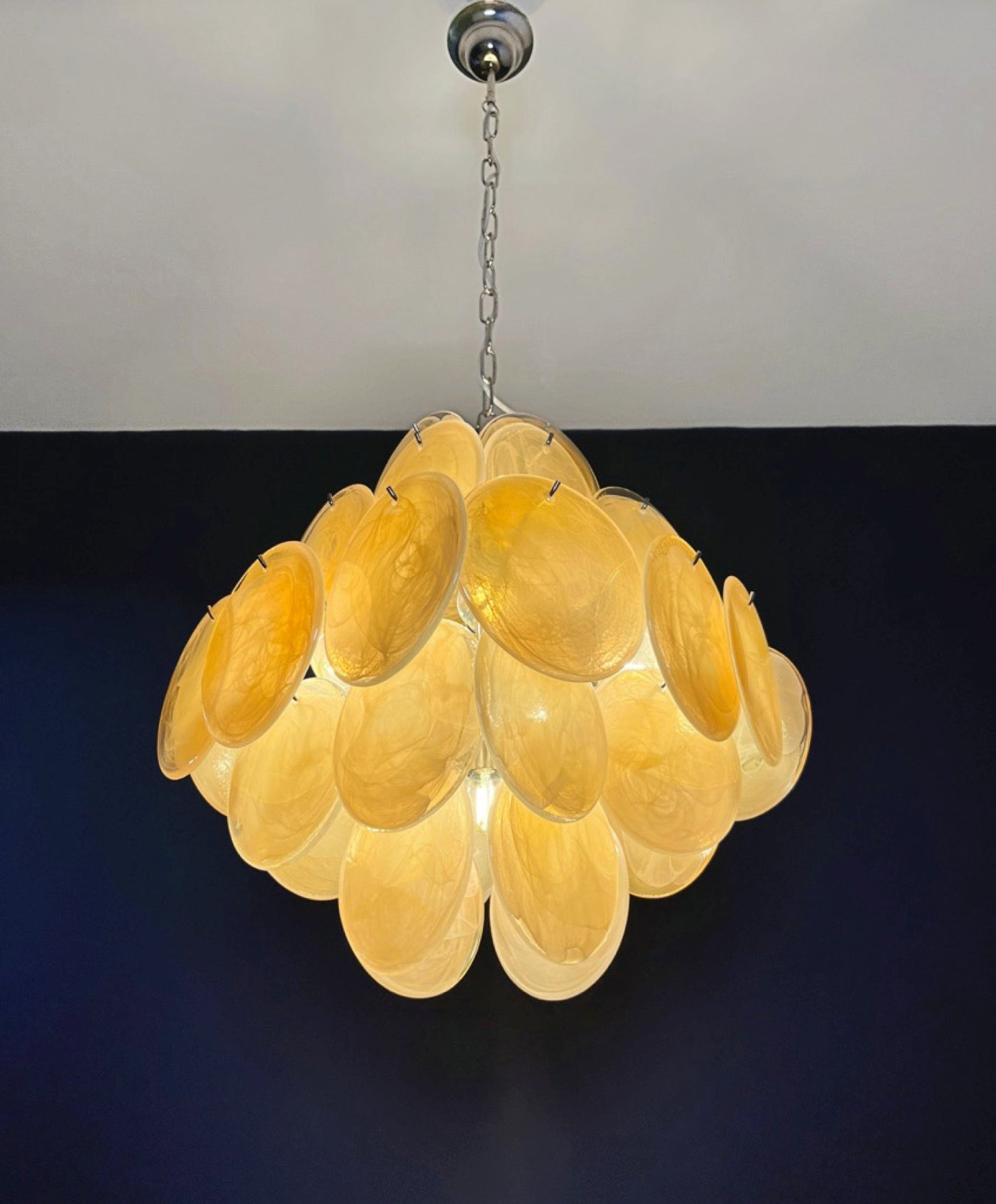 Murano Lysekrone – 36 Alabaster Gule Diskglass – detalj 6 – Murano Classics
