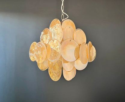 Murano Lysekrone | 36 Alabaster Gull Iris Diskglass