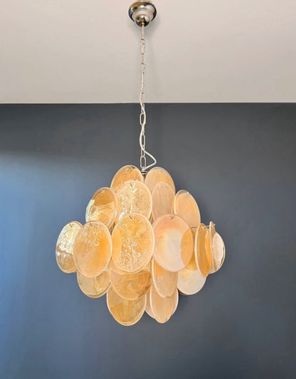 Murano Lysekrone | 36 Alabaster Gull Iris Diskglass