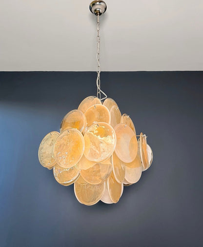 Murano Lysekrone | 36 Alabaster Gull Iris Diskglass