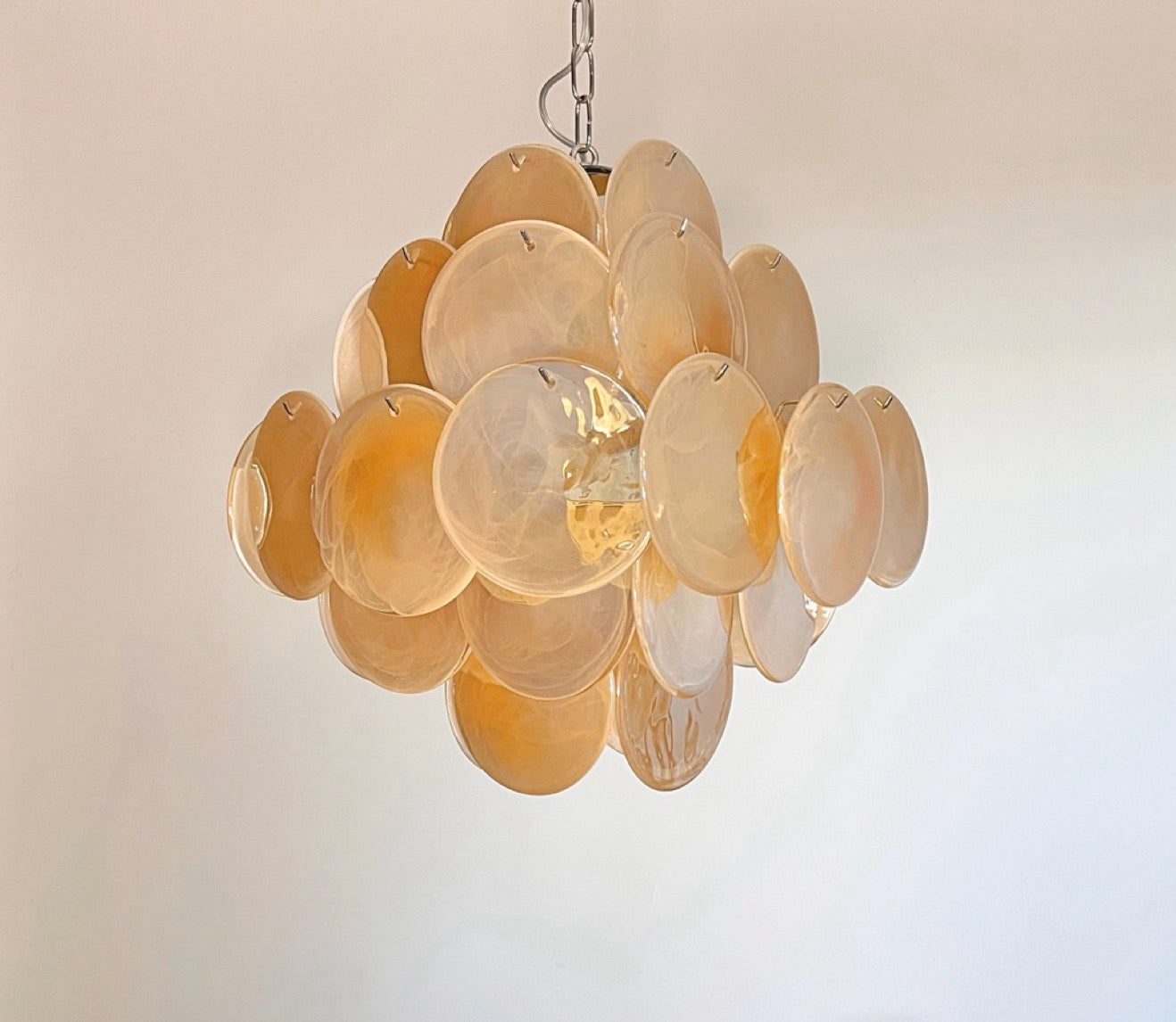 Murano Lysekrone – 36 Alabaster Gule Diskglass – detalj 11 – Murano Classics