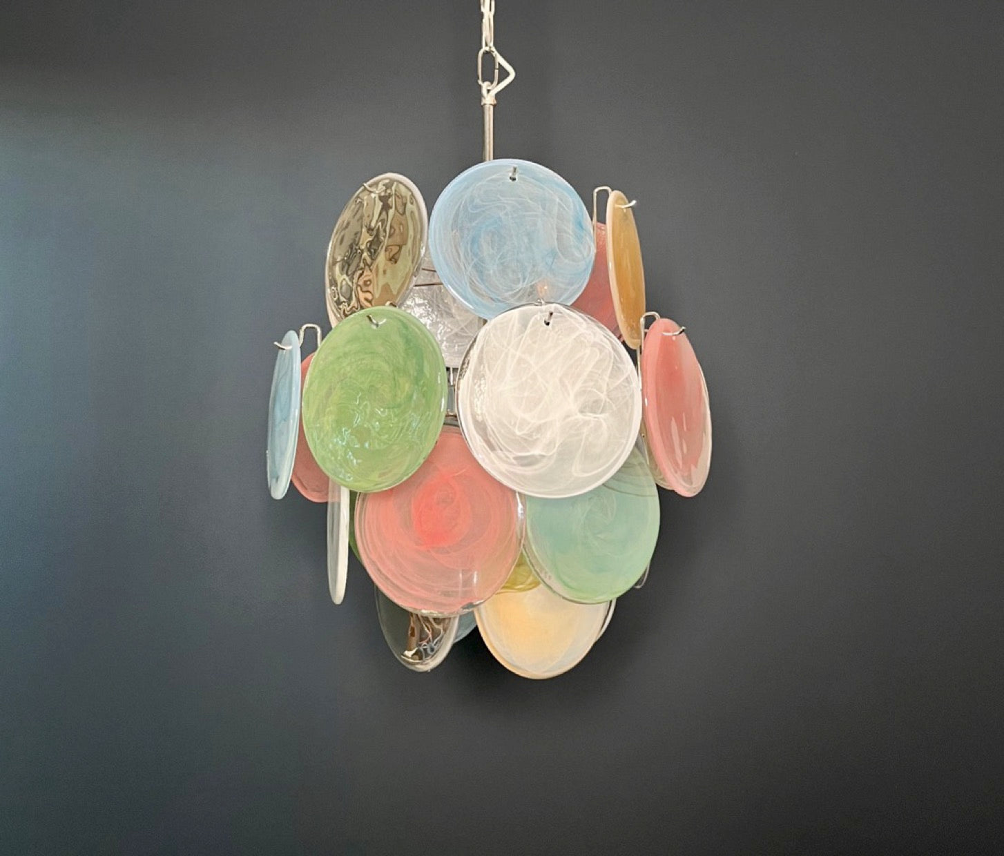 Murano Lysekrone | 24 Multifarget Alabaster Diskglass
