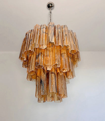 Murano Lysekrone | 48 Gule Alabaster Sorte Rørglass