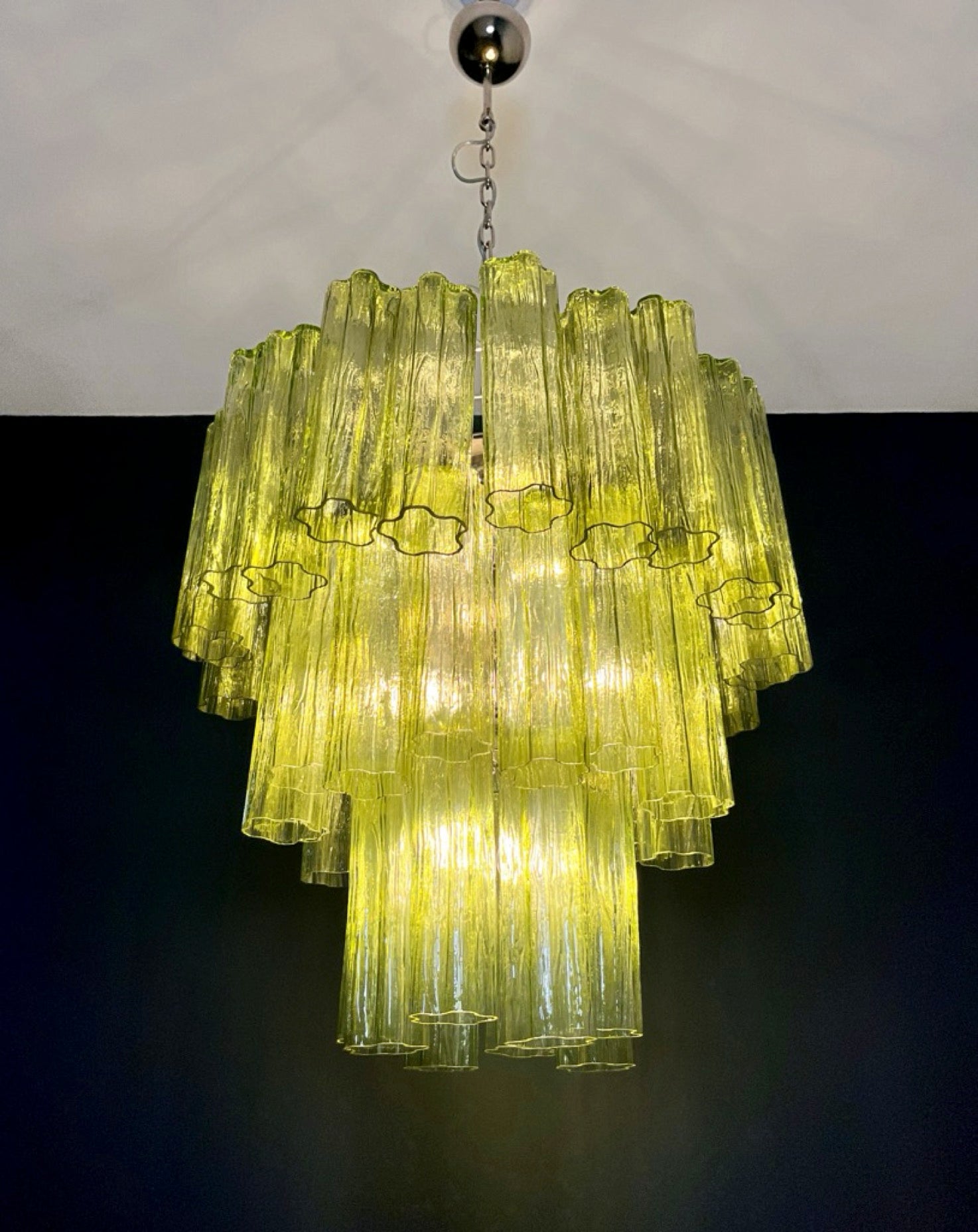 Murano Lysekrone – 48 Grønne Glassrør – detalj 5 – Murano Classics