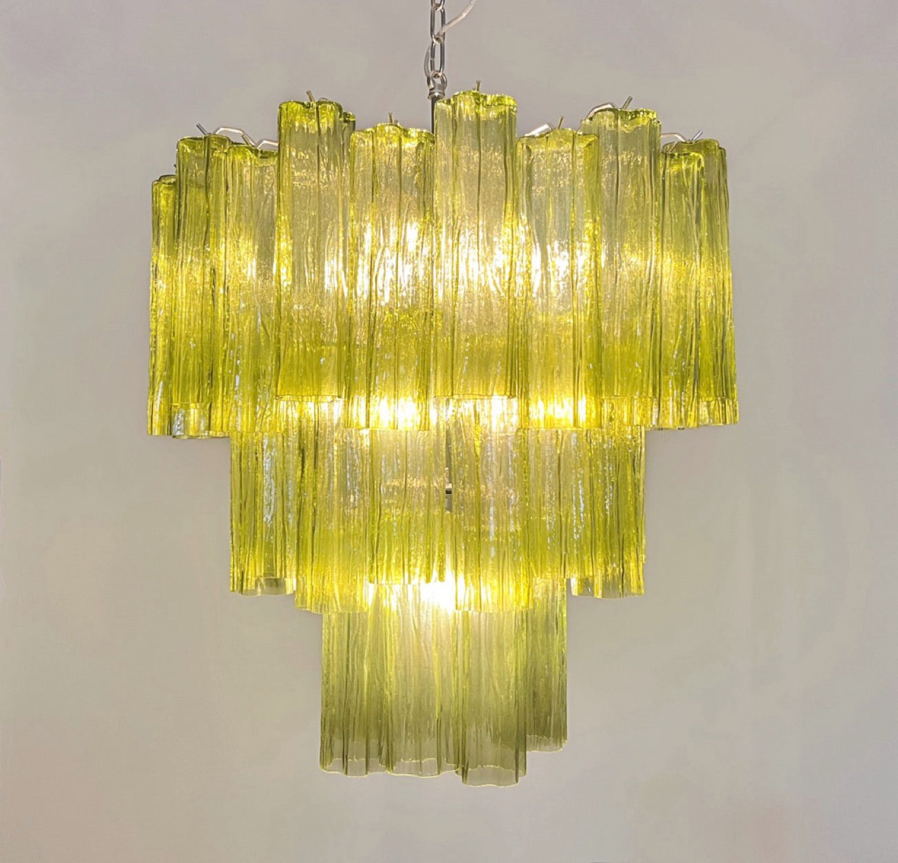 Murano Lysekrone – 48 Grønne Glassrør – detalj 4 – Murano Classics
