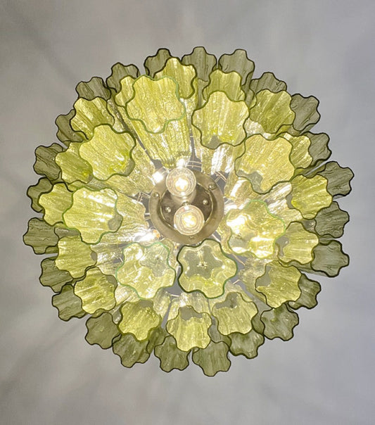 Murano Lysekrone | 48 Grønne Rørglass