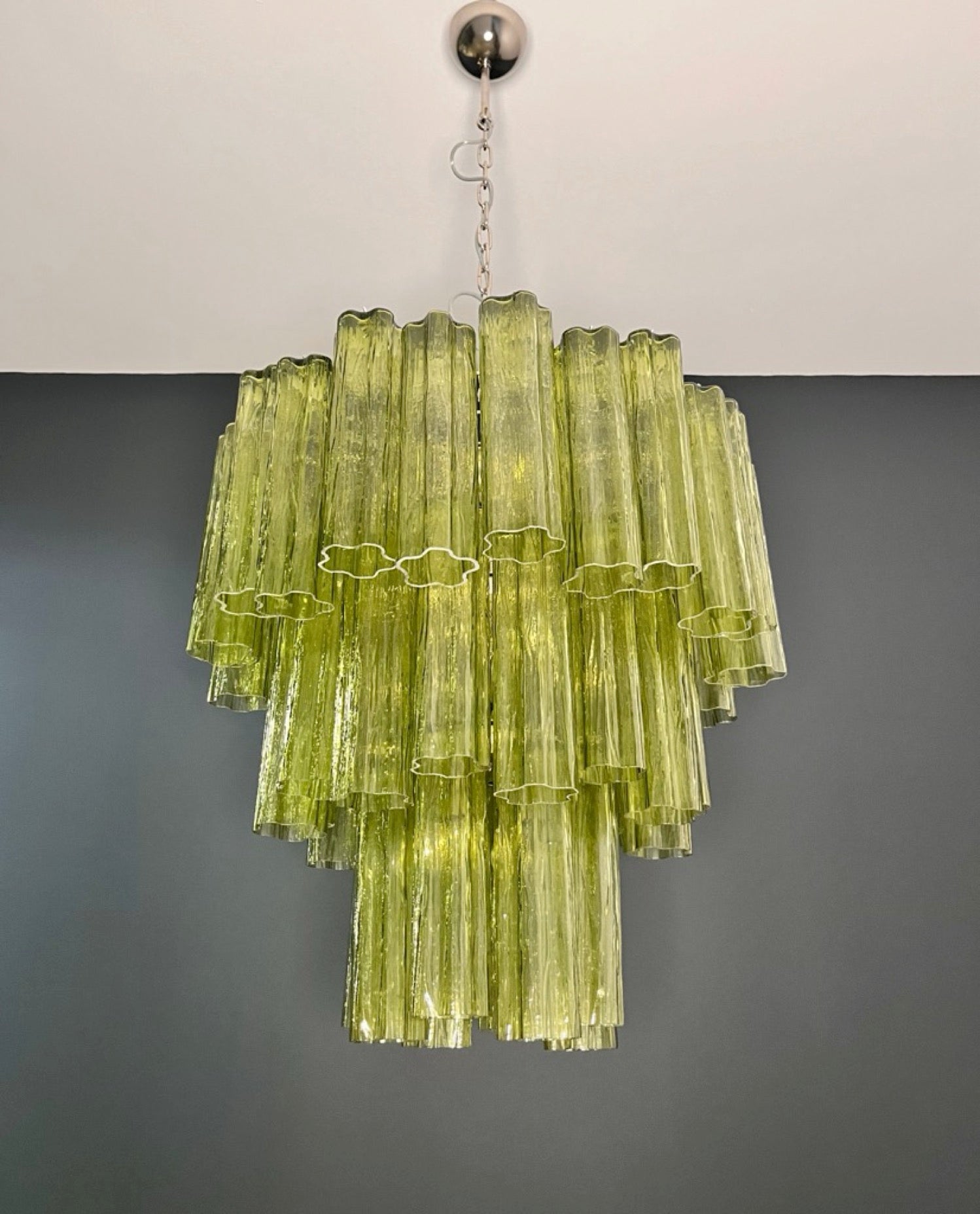 Murano Lysekrone – 48 Grønne Glassrør – detalj 10 – Murano Classics