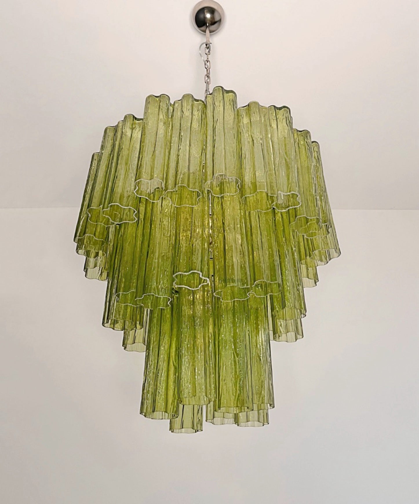 Murano Lysekrone – 48 Grønne Glassrør – detalj 8 – Murano Classics