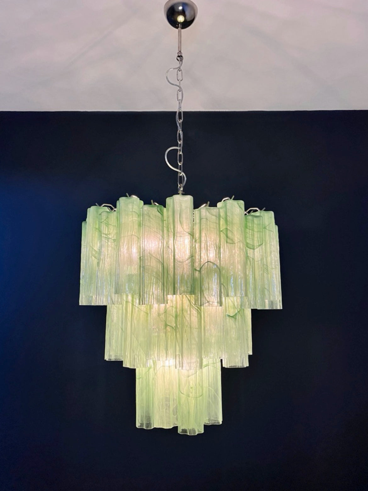 Murano Lysekrone | 48 Grønne Alabaster Rørglass