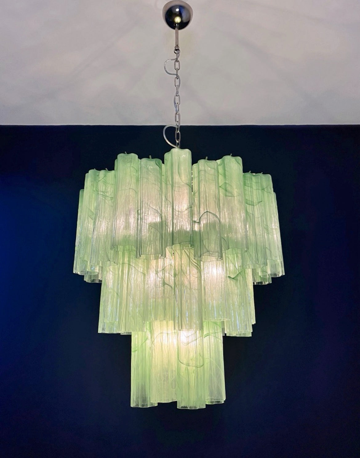 Murano Lysekrone – 48 Grønne Alabaster Glassrør – detalj 4 – Murano Classics