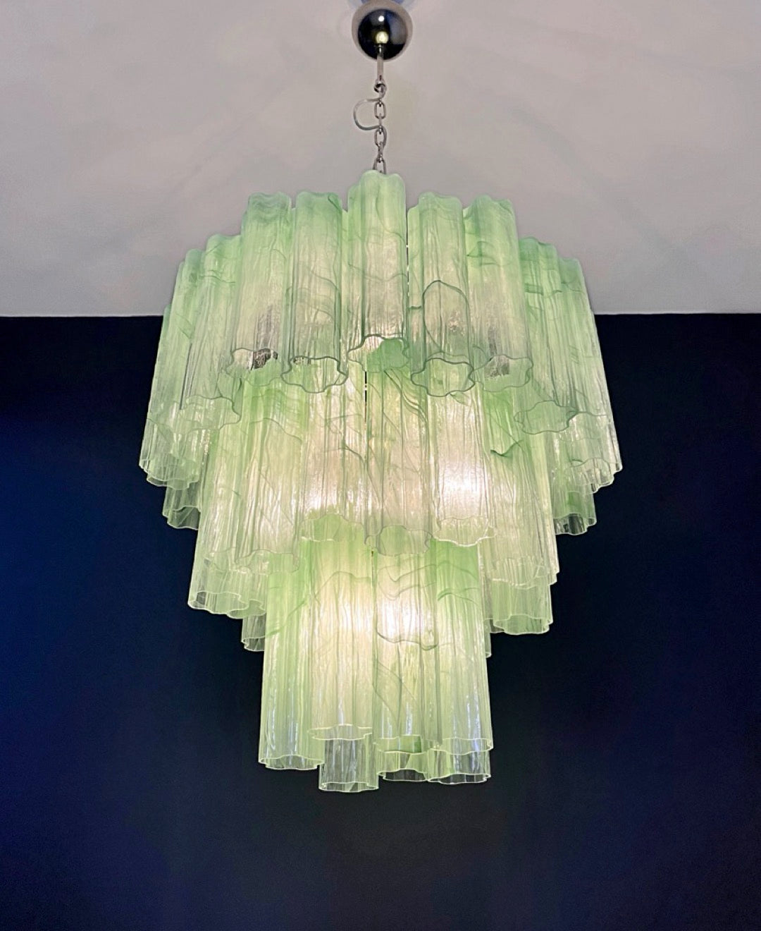 Murano Lysekrone | 48 Grønne Alabaster Rørglass