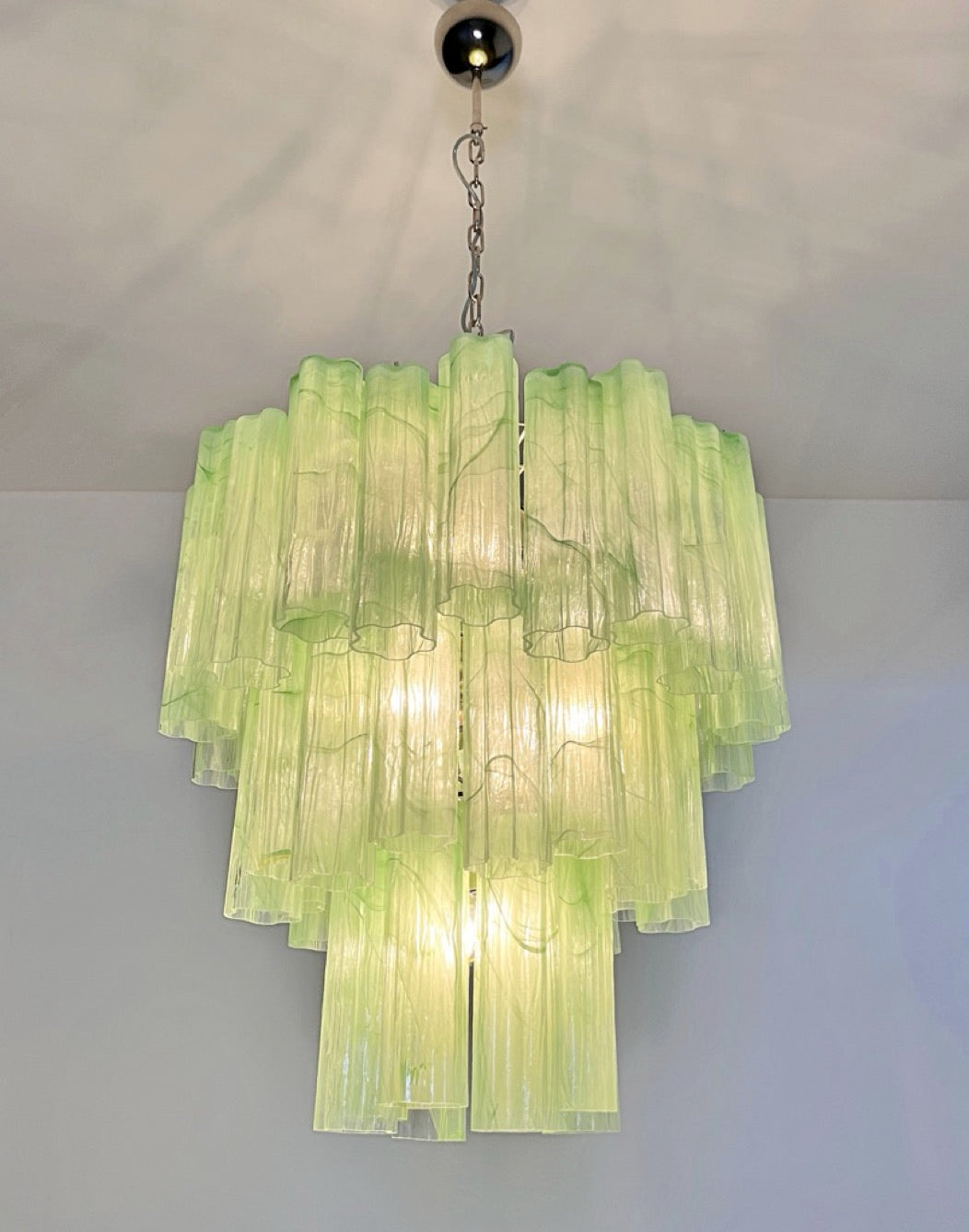 Murano Lysekrone – 48 Grønne Alabaster Glassrør – detalj 2 – Murano Classics