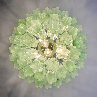 Murano Lysekrone | 48 Grønne Alabaster Rørglass