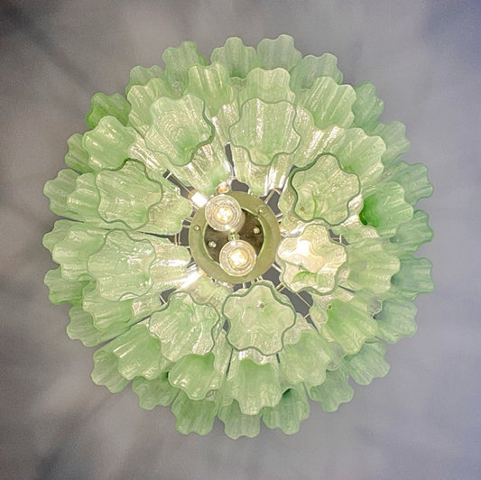 Murano Lysekrone | 48 Grønne Alabaster Rørglass