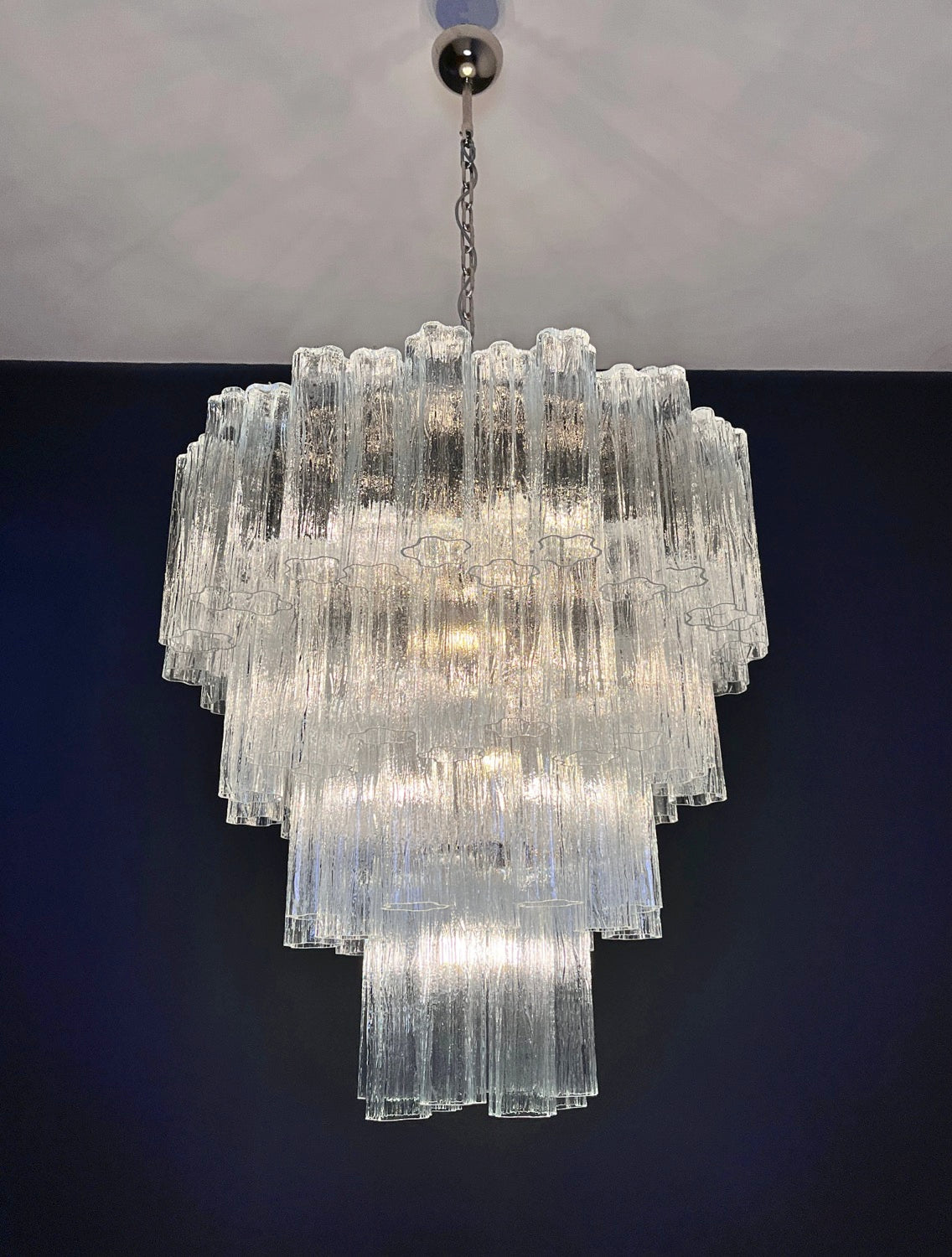 Murano Lysekrone – 80 Klare Glassrør – detalj 6 – Murano Classics