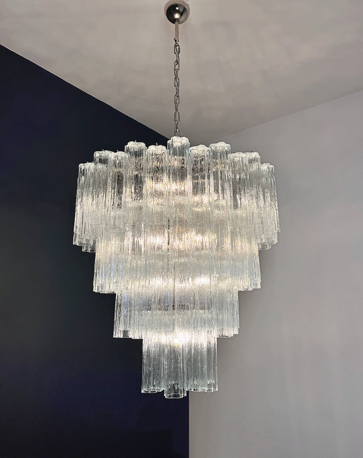 Murano Lysekrone – 80 Klare Glassrør – detalj 3 – Murano Classics
