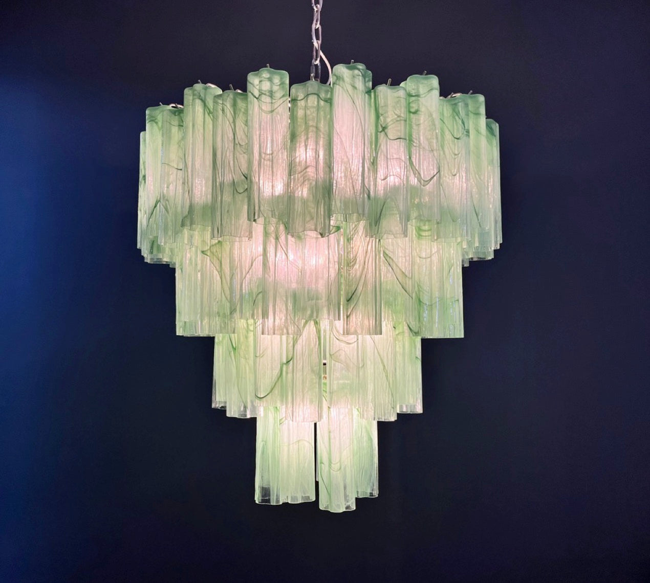 Murano Lysekrone – 80 Grønne Alabaster Glassrør – detalj 7 – Murano Classics