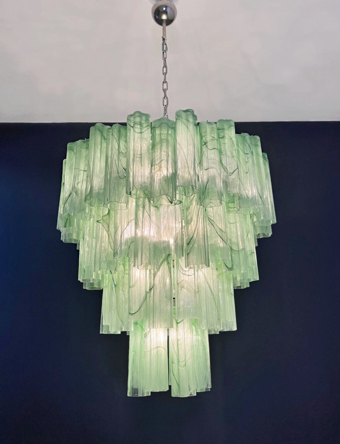 Murano Lysekrone – 80 Grønne Alabaster Glassrør – detalj 6 – Murano Classics