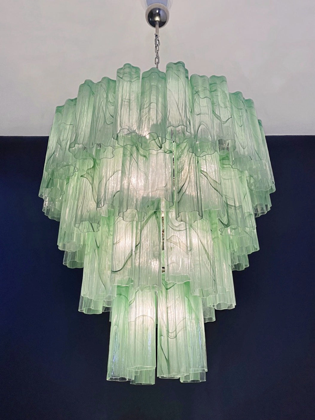 Murano Lysekrone – 80 Grønne Alabaster Glassrør – detalj 5 – Murano Classics