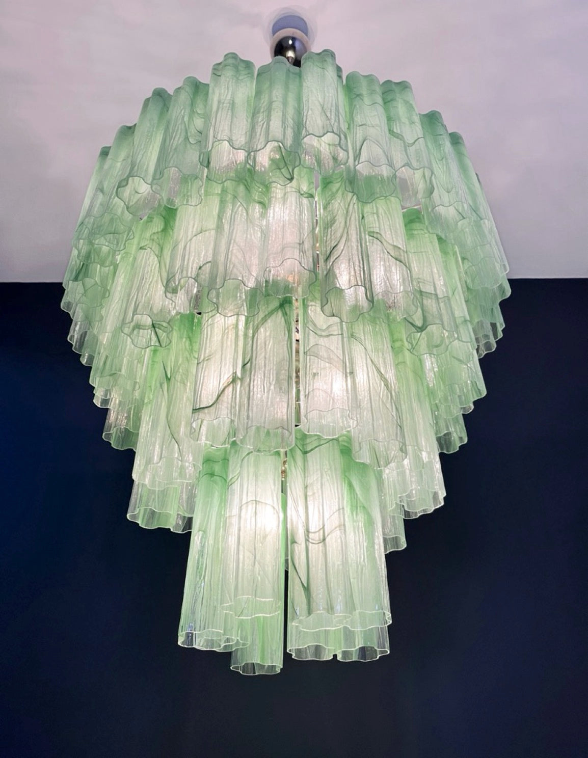 Murano Lysekrone – 80 Grønne Alabaster Glassrør – detalj 4 – Murano Classics