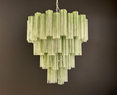 Murano Lysekrone – 80 Grønne Alabaster Glassrør – detalj 11 – Murano Classics