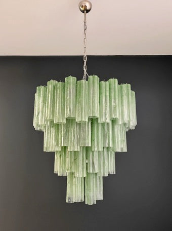 Murano Lysekrone – 80 Grønne Alabaster Glassrør – Murano Classics