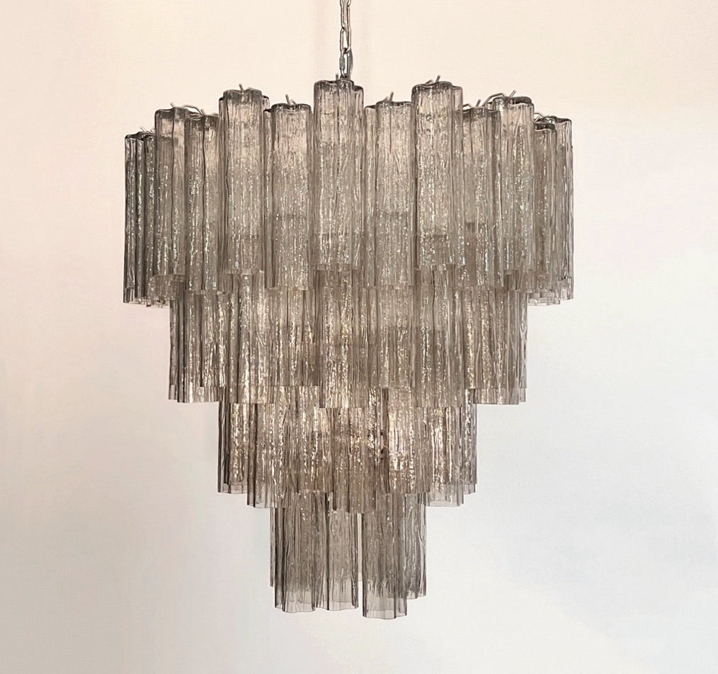 Murano Lysekrone – 80 Røykfargede Glassrør – detalj 8 – Murano Classics
