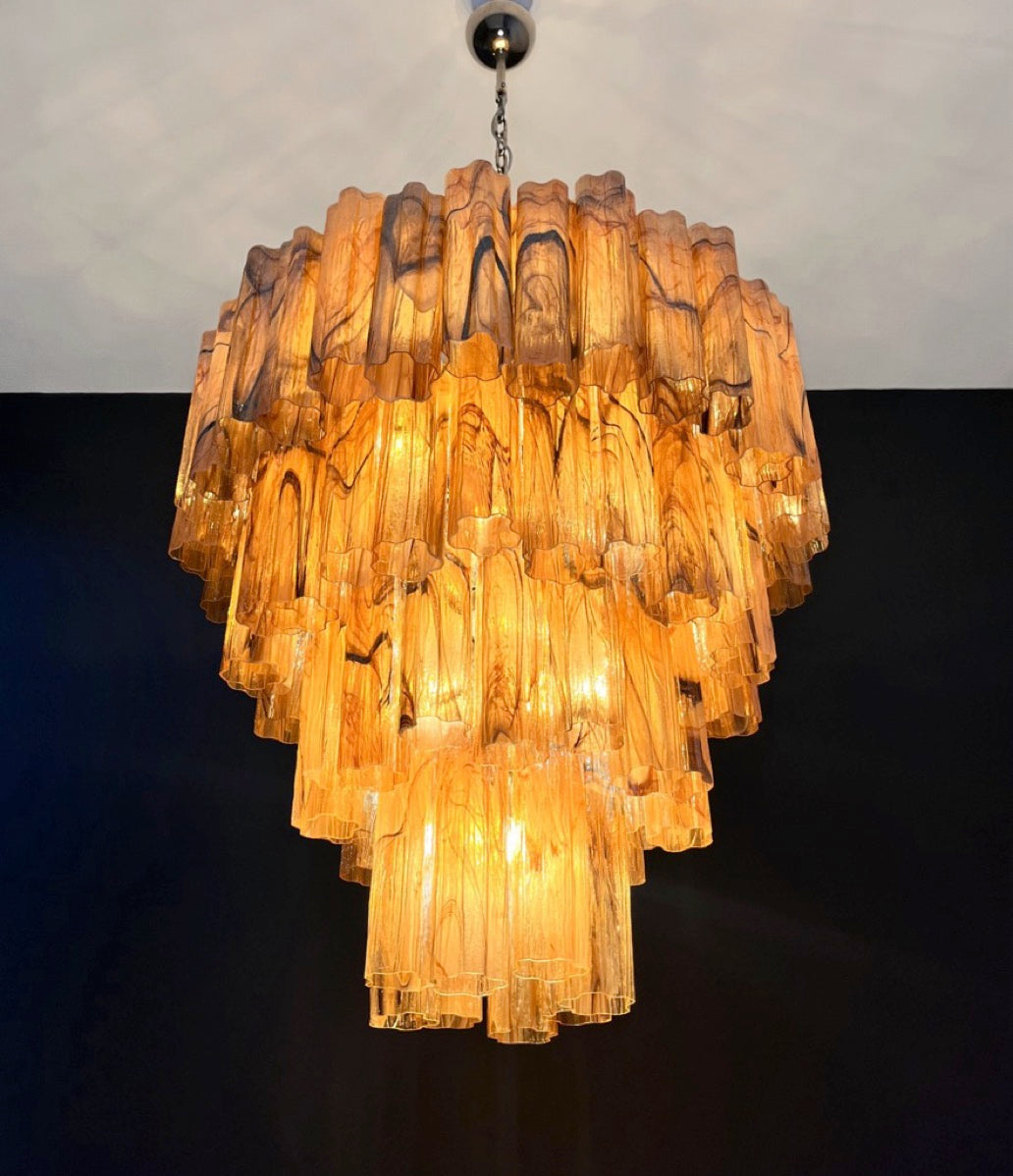 Murano Lysekrone – 80 Gule Alabaster Sorte Glassrør – detalj 5 – Murano Classics