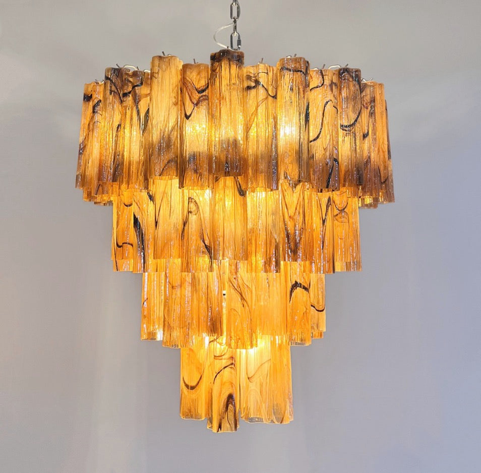 Murano Lysekrone – 80 Gule Alabaster Sorte Glassrør – detalj 3 – Murano Classics